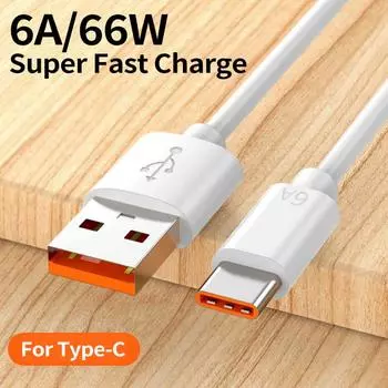6A 100W сверхбыстрый зарядный кабель USB Type C USB-C мобильный телефон кабель передачи данных для Huawei P40 P30 Xiaomi 14 Redmi 13 Oneplus Samsung 0.25m
