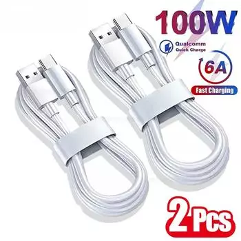 6A 1-2 шт 100 Вт USB C кабель для Samsung Ultra P30 Pro Xiaomi Redmi Oneplus быстрая зарядка зарядный кабель аксессуары 1m