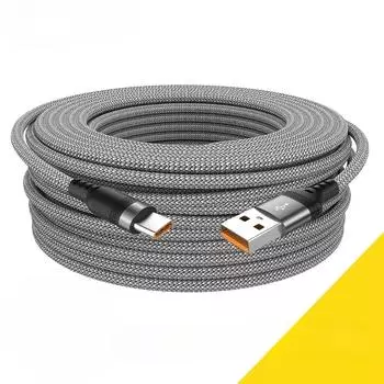 6A сверхдлинный кабель для передачи данных нейлоновый USB Type C кабель для быстрой зарядки для Samsung Data Wire Cord кабели для зарядных устройств 8M 1m серый