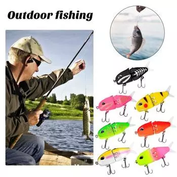 6CM/6.5G многосоставная рыболовная приманка с двойными крючками, реалистичная двухсекционная пластиковая искусственная приманка Swimbait чёрный