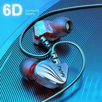6D Bass Stereo HIFI Проводные наушники Спортивные наушники Универсальные наушники Разъем 3,5 мм Гарнитура с микрофоном