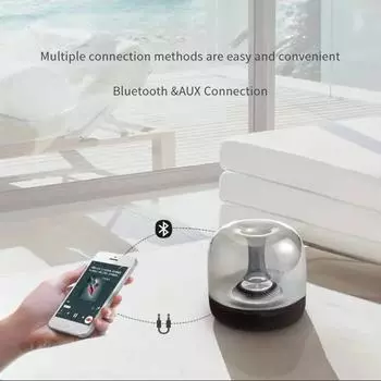 6D беспроводной стерео Bluetooth-динамик с прозрачным стеклом, сабвуферы, светодиодная подсветка TWS GT5.0, HIFI, объемный динамик TF/AUX, бас-бумбокс чёрный