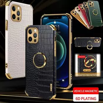 6D гальванический защитный чехол для камеры для iPhone Samsung кожаный чехол с крокодиловым узором для Huawei Honor Xiaomi Redmi OPPO VIVO с металлической поддержкой VIVO Y73S 5G белый