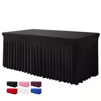 6ft, Rectangle Table Skirts, Polyester Fitted Table Covers, Black Table Cloth For 6 Ft Table With Skirt,Spandex Table Cover 182x76cm чёрный