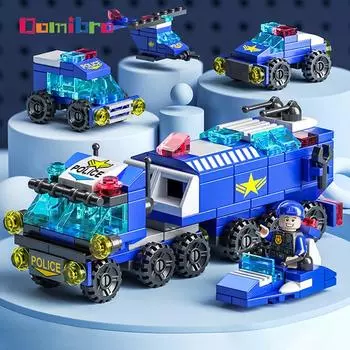 6in1 3D City Street Развивающие игрушки Строительные блоки Игрушки 6 IN 1 Серия City Blocks Игрушки для мальчиков Подарки для детей Engineering-142Pcs