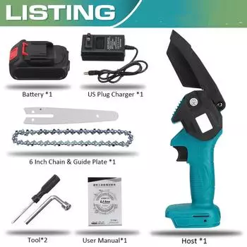 6Inches Mini Pruning Saw Electric Chain Saws Removable For Fruit Tree Garden Trimming With 6000 mAh Lithium Battery One-Handed 1200W 1*Battery