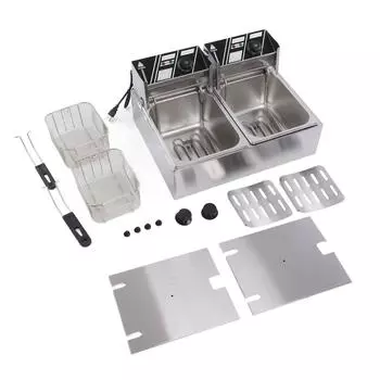 6L Коммерческая электрическая фритюрница Регулируемая температура Двойная емкость Электрическая фритюрница Американская вилка 110 В