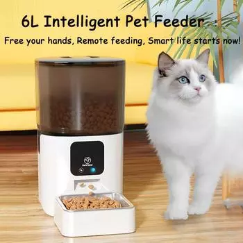 6L Smart Pet Автоматический таймерный дозатор корма для кошек WiFi Интеллектуальный пульт дистанционного управления миска для еды для собак Кормушка для кошек и собак с защитой от заклинивания