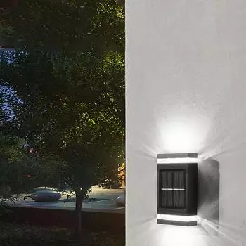 6LED Солнечный настенный светильник, водонепроницаемый светодиодный солнечный светильник, светящийся вверх и вниз, для сада, балкона, двора, уличного декора, лампа