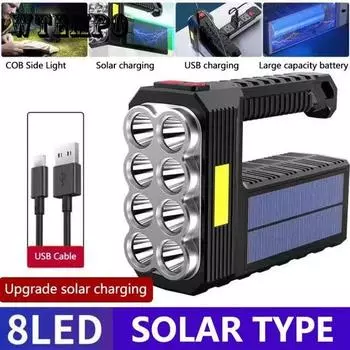 6LEDlight/8 светодиодов сильный свет фонарик источник света фонарик с боковой подсветкой COB USB солнечный перезаряжаемый фонарь портативный фонарик 6 LED Solar