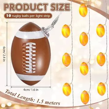 6M 40LED Rugby String Lights Decor Shapped Light Indoor Rugby String Lights на батарейках для рождественской вечеринки в спальне 617 1.5m 10leds USB коричневый
