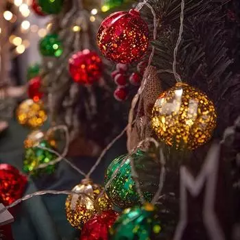 6M 40LEDS Рождественская гирлянда в виде шара, праздничные гирлянды, подвесные украшения, рождественские украшения 848 1.5m 10led battery