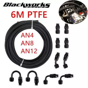6M AN4 AN8 AN12 PTFE нейлоновые плетеные топливные фитинги с поворотным соединением 0+45+90+180 градусов комплект адаптеров для топливного шланга
