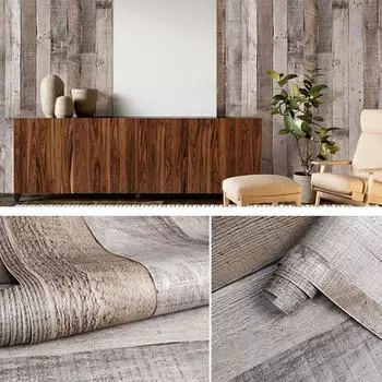 6M самоклеящиеся 3D наклейки на стену виниловые ретро-бумажные наклейки под дерево для мебели гостиная спальня настенные обои для домашнего декора