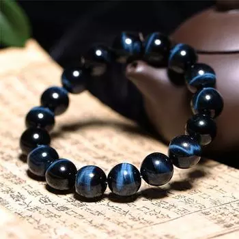 6MM Gift gifting 10mm Uneven Elegant Suitable for Casual wear 1PC Natural Blue Tiger Eye Stone Men Brightness Bracelet Women 6mm
