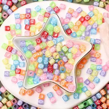 6mm Pine Beads 80Pcs Beaded M aterial Acrylic Cube Beads DIY Bracelet Necklace Jewelry Making