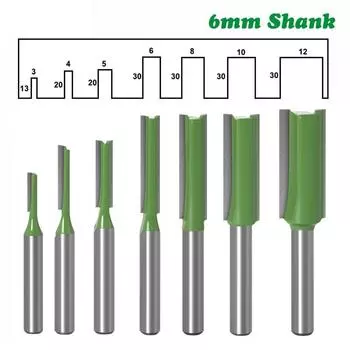 6MM Shank Straight Bit Milling Cutter Wood Carving Single Double Flute Straight Router Bit For Wood Tungsten Carbide Router Bit 6x4x20
