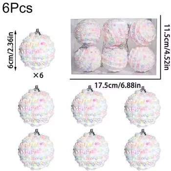 6PC/12PC Macaron Home Hanging Balls Reusable Colorful New Year Christmas Balls Pendant Christmas Tree 6cm B