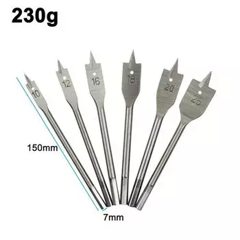 6pc Natural Color Three Pointed Flat Drill Hexagonal Handle Woodworking Hole Opener Wooden Board Drilling Bit Tool Set Hexagon handle