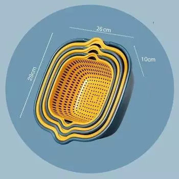 6Pc/Set Kitchen Sink Vegetable Drainer Fruit Basket For Fruit Washing Plastic Basin Vegetable Washing Basin Drain Basket Basin