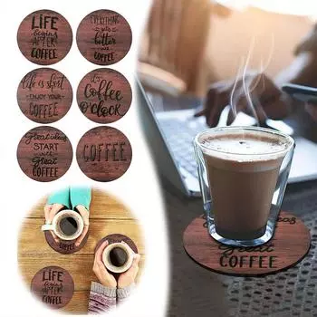 6 шт./комплект деревянные кухонные подставки под чашки декоративные домашние подставки под кофейные кружки термостойкие коврики для стола подарок кафе офис кофейный
