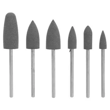 6pcs 180 Grit Dental Polishing Burs Dental Grinding Polisher Burs Drill Bits Set AccessoryBlack чёрный