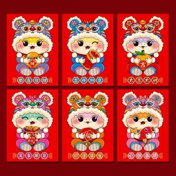 6Pcs 2025 Snake Year Chinese New Year Red Envelope Spring Festival Lucky Money Packets Creative Cartoon Cute Red Packet Gifts A2