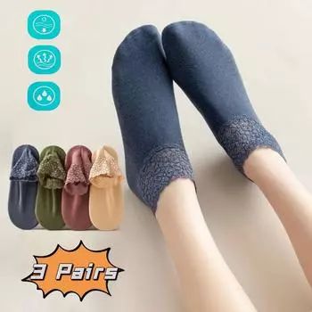 6 шт. = 3 пары осенне-зимних женских мягких бархатных кружевных носков, толстые шелковые носки с нескользящей подошвой, однотонные модные кружевные дышащие носки EU 35-40