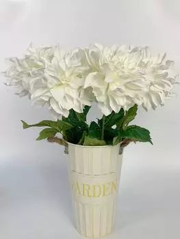 6Pcs 62cm Fake Flowers Artificial Dahlia Flowers Long Stem Silk Fake Flower for DIY Home Living Room Party Wedding Garden Porch Decoration белый