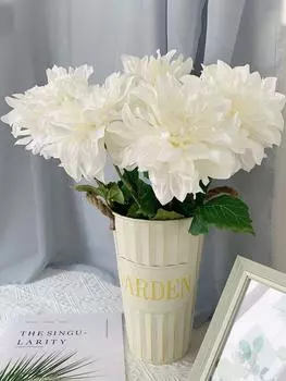 6Pcs 62cm Silk Dahlia Flowers Artificial Dahlia Flowers Long Stem Fake Flower for DIY Home Living Room Party Wedding Garden Porch Decoration белый