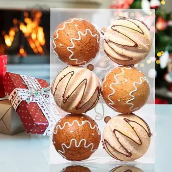 6 шт. 8 см рождественские шары украшения пряничный шар подвесной декор пряничный шар подвесной кулон для украшения рождественской елки светло-коричневого