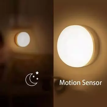6pcs 8LED Human Sensing LED Night Light Corridor Wardrobe Bedroom Bedside Sensor Circular Light Perfect for Stairs and Closets