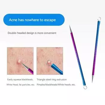 6pcs Acne Needles Colorful Stainless Steel Acne Needles Double Ring Blackhead & Acne Pimple Popper Remove Whiteheads Acne розовый