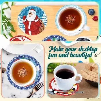 6PCS Acrylic Diamond Art Coasters with Holder Christmas Snowflake Diamond Crafts Coasters for Adults Kids Beginner Gift Supplies