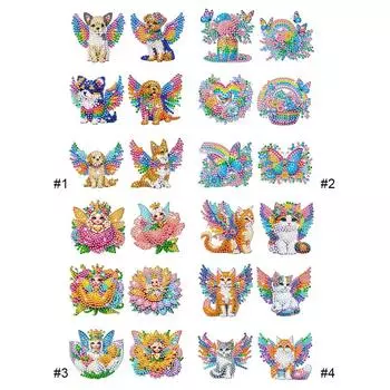 6Pcs Acrylic Rainbow Flower Diamond Art Fridge Magnet for DIY Crafts Party Gift BX006