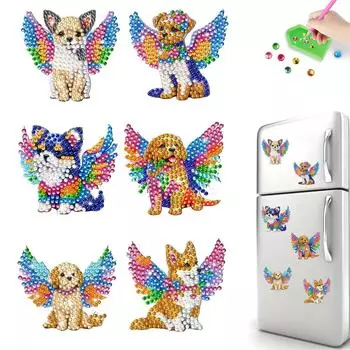 6Pcs Acrylic Rainbow Flower Diamond Art Fridge Magnet Diamond Art Magnets Decals BX006