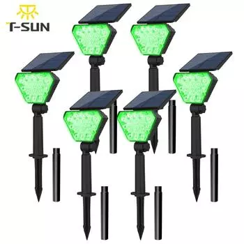 6 шт. регулируемый солнечный прожектор солнечный садовый светильник IP65 солнечная энергия зеленый свет для двора дорожка дерево декор солнечный свет уличный зелёный
