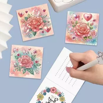 6Pcs Animal Flower Diamond Birthday Blessing Card Rinestone Embroidery Arts Craft Cards Kit for Friend Family Lover