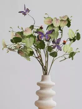 6 шт. искусственных зеленых растений, искусственные растения 70 см, листья бегонии Real Touch, ветки с бабочками, искусственные цветы, композиции для домашнего офиса, магазина, декора синий