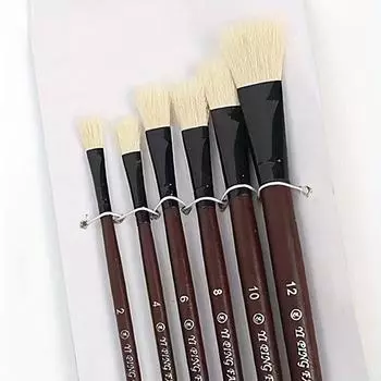 6pcs ArtPro Synthetic Flat Paint Brushes Set, Nylon Bristles with Rivet Handle for Acrylic, Oil, Watercolor Painting - Artist Supplies
