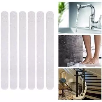 6PCS Bathroom Slip Transparent Non-Slip Tape Anti-Slip Strips Shower Stickers Square Round Shaped Antiskid Sticker