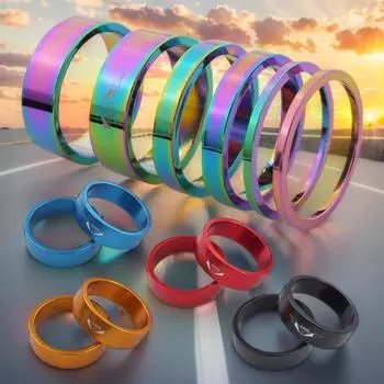 6Pcs Bike Headset Stem Spacers Aluminum Alloy Bicycle Headset Spacer Bicycle Front Fork Stem Spacers Kit for MTB Mountain Bicyle