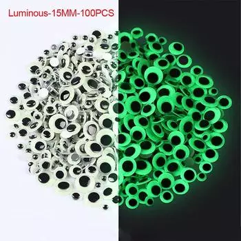 6PCS Black White Black White Googly Eyes Party Decoration Wiggle Eyes for Halloween Decoration Luminous-15MM-50pcs