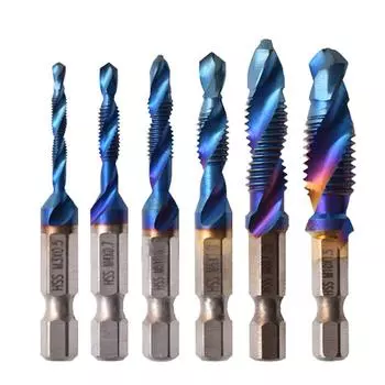 6Pcs Blue machine spiral tap high-speed steel drill