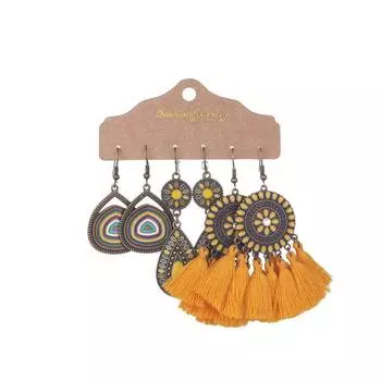 6 шт. Серьги в стиле бохо, изысканные, красивые, винтажные, подвесные, декоративные, геометрические, серьги-подвески type 1