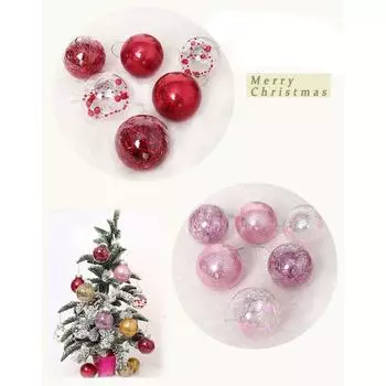 6Pcs/Box Electroplated Painted Ball Christmas Tree Ornament DIY Crafts Painted Plastic Christmas Gifts Boxes Pendant Pendant - розового золота
