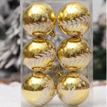 6Pcs/Box Electroplated Plastic Ball Christmas Tree Ornament Plastic DIY Crafts Painted Christmas Gifts Boxes Pendant красный