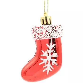 6PCS/Box Painted Gloves Socks Christmas Tree Ornament Plastic New Year Christmas Gifts Boxes Pendant DIY Crafts Painted
