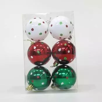 6Pcs/Box Plastic Painted Ball Christmas Tree Ornament Plastic DIY Crafts Painted Christmas Gifts Boxes Pendant Hanging Ornament