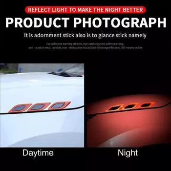 6шт автомобильная светоотражающая углеродная лента против царапин 3D волокно предупреждающая наклейка безопасности автомобиля лента A белый
